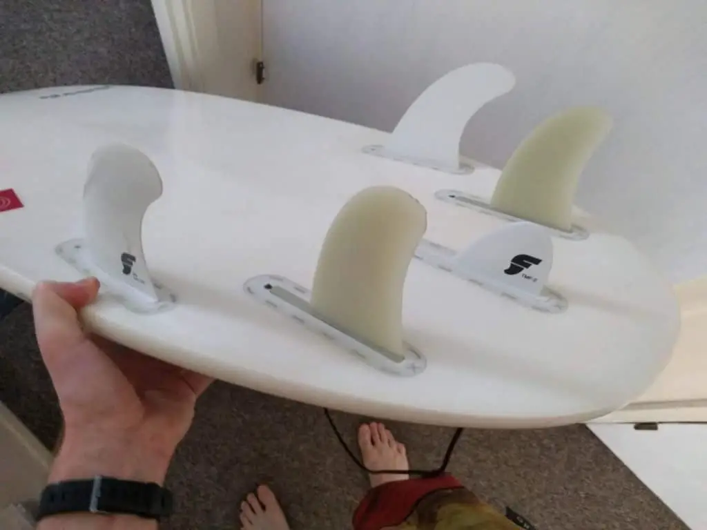 5 fin surfboard set-up on Firewire Chumlee
