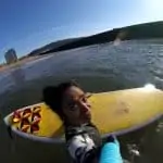 gopro shot of a rear traction pad on a surfboard