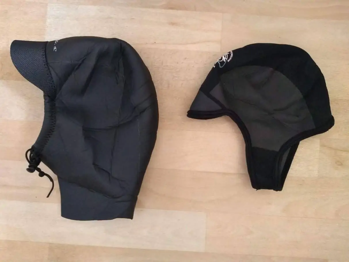 two different types of wetsuit hood