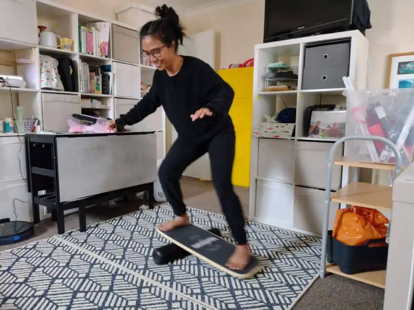 lady on balance board